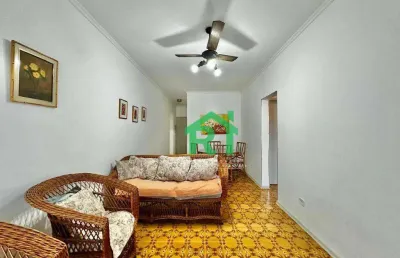 Apartamento beira mar, 2 dormitórios, 1 vaga, astúrias, guarujá/sp.