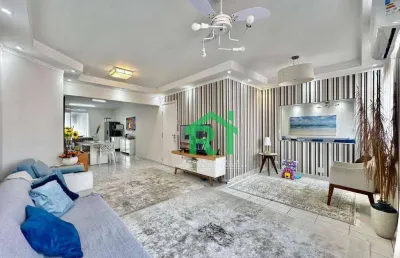 Apartamento à beira mar com 3 dormitórios (1 suíte), 1 vaga, área de lazer, jardim astúrias, guarujá/sp