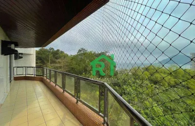 Apartamento vista mar, 3 dormitórios (2 suítes), 2 vagas, área de lazer, tombo, guarujá/sp