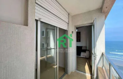 Apartamento á beira mar, 2 quartos, 1 vaga, jardim astúrias, guarujá/sp