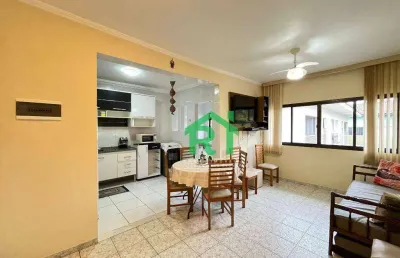 Apartamento á beira mar, 2 quartos (1 suíte), 1 vaga, tombo, guarujá/sp