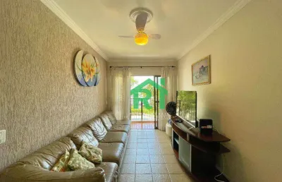 Apartamento beira mar, 2 dormitórios (1 suíte), 1 vaga, área de lazer, tombo, guarujá/sp