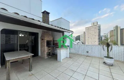 Cobertura duplex, 2 dormitórios (1 suíte), lazer privativo, jardim astúrias, guarujá/sp