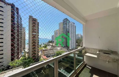 Apartamento com vista mar, 3 quartos, 1 vaga, jardim astúrias, guarujá/sp