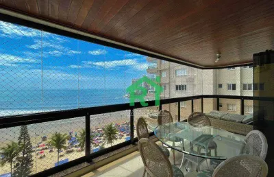 Apartamento frente mar, 4 dormitórios (2 suítes), 2 vagas, área de lazer, jardim astúrias, guarujá/sp