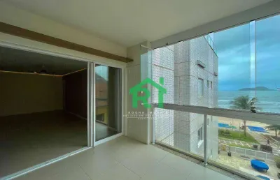Apartamento frente mar, varanda gourmet, 3 dormitórios (3 suítes), 3 vagas, lazer, tombo, guarujá/sp