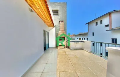 Cobertura duplex beira mar, 3 dormitórios (1 suíte) - enseada - guarujá/sp