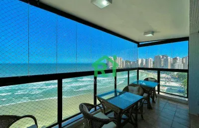 Apartamento frente mar, 3 dormitórios (3 suítes), 2 vagas, área de lazer, jardim astúrias, guarujá/sp
