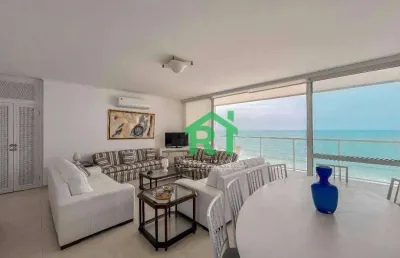 Apartamento com 4 dormitórios para alugar, 230 m² por r$ 9.000,00/mês - pitangueiras - guarujá/sp
