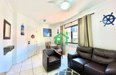 Apartamento beira mar com 2 dormitórios, 1 vaga de garagem à venda por r$ 370.000 - asturias - guarujá/sp