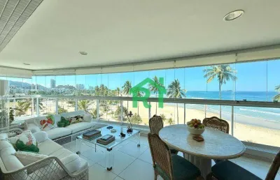 Apartamento frente mar à venda na praia da enseada com 3 quartos (2 suítes), 3 vagas, lazer, guarujá/sp