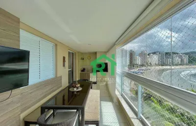 Apartamento frente mar com 3 dormitórios (1 suíte), 2 vagas, lazer, jardim astúrias, guarujá/sp