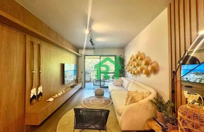Apartamento à beira mar na praia das pitangueiras com 3 quartos (2 suítes), 2 vagas, lazer, guarujá/sp