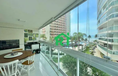 Apartamento frente mar com 3 dormitórios (1 suíte), 2 vagas, lazer, jardim astúrias, guarujá/sp