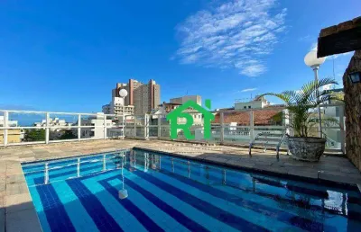 Cobertura à beira mar com 2 dormitórios (2 suítes), 2 vagas, piscina, praia da enseada, guarujá/sp