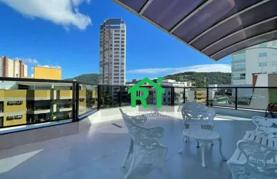 Cobertura com 5 dormitórios (2 suítes), vista a mar, 3 vagas, enseada, guarujá/sp
