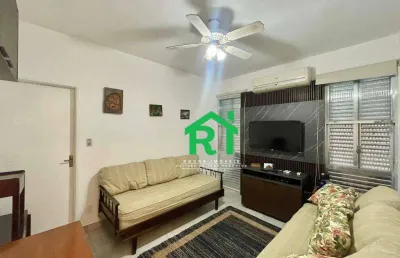 Apartamento quadra mar, 1 quarto, 1 vaga i praia das astúrias, guarujá/sp
