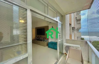 Apartamento com vista mar, 3 quartos (1 suíte), 1 vaga i praia das pitangueiras, guarujá/sp