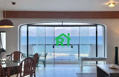 Apartamento frente mar, 3 quartos (1 suíte), 2 vagas, jardim astúrias, guarujá/sp