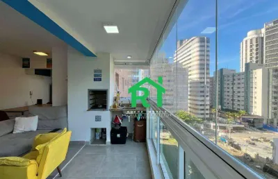 Apartamento á beira mar com 2 quartos, 2 vagas, lazer, jardim astúrias, guarujá/sp
