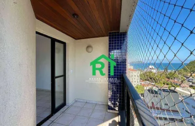 Apartamento com vista mar, 2 quartos (1 suíte), 1 vaga e lazer à venda no tombo, guarujá