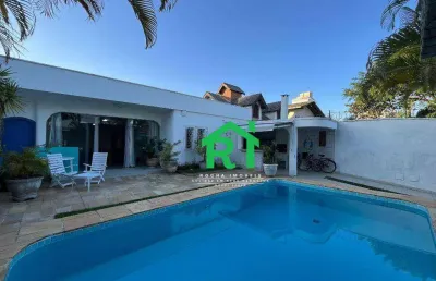 Casa à beira mar com 3 dormitórios (3 suítes), lazer, enseada, guarujá/sp