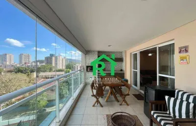 Apartamento á beira mar, 4 quartos (1 suíte), 2 vagas, lazer, jardim astúrias, guarujá/sp