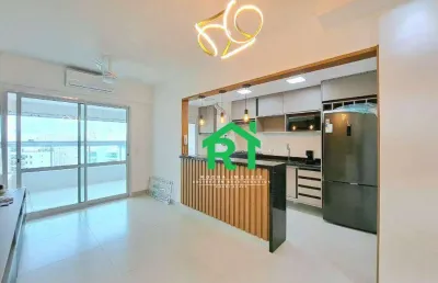 Apartamento novo, 2 dormitórios (1 suíte), 2 vagas, lazer, para alugar por r$ 7.000/mês - jardim astúrias - guarujá/sp