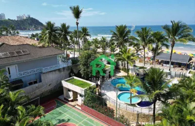 Apartamento à beira mar com 3 dormitórios (3 suítes), 2 vagas, área de lazer, tombo, guarujá/sp