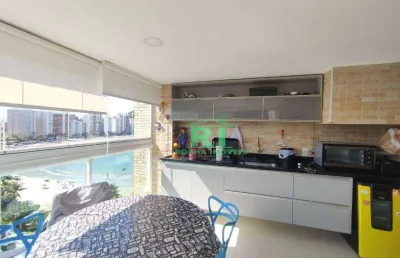 Apartamento frente mar, 3 dormitórios,(2 suítes) 2 vagas, área de lazer, astúrias, guarujá/sp