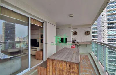 Apartamento com varanda gourmet, 2 dormitórios (1 suíte), 2 vagas, jardim astúrias, guarujá/sp