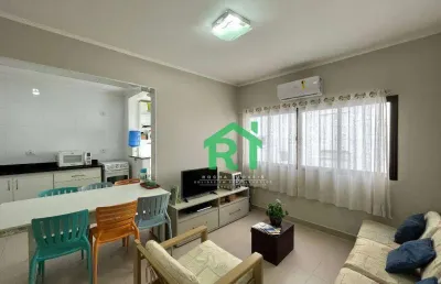 Apartamento á beira mar, 2 quartos, 1 vaga, tombo, guarujá/sp