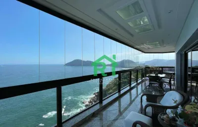 Apartamento frente mar, 4 dormitórios (4 suítes), 3 vagas, área de lazer, jardim astúrias, guarujá/sp