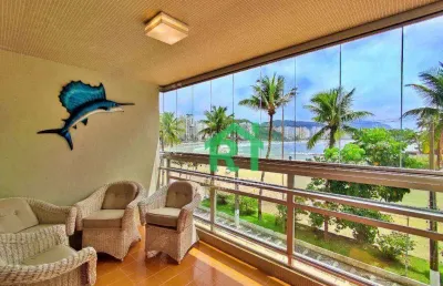Apartamento frente mar, 3 dormitórios (2 suítes), 1 vaga, área de lazer, jardim astúrias, guarujá/sp