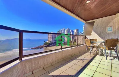 Apartamento frente mar, 4 quartos (suítes), 2 vagas, piscina, praia das astúrias, guarujá.