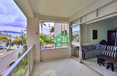 Apartamento frente mar, 3 dormitórios, 2 vagas, área de lazer, jardim astúrias, guarujá/sp