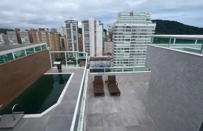 Cobertura  duplex de frente para o mar com piscina a venda no canto do forte com 3 suites e 3 vagas de garagem praia grande sp