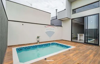 Casa térrea a venda com arquitetura 3d com 3 quartos suítes no condomínio santorini, paulínia/sp.
