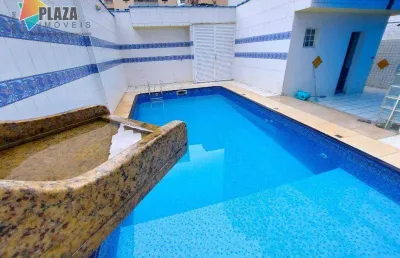 Casa com piscina 3 dormitórios sendo 2 suítes  para alugar, 140 m² por r$ 4.800/mês - tupi - praia grande/sp
