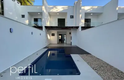 Casa sobrado geminado à venda - 3 suítes com sacada - piscina com deck - bairro atiradores, rua sem saída - joinville/sc.