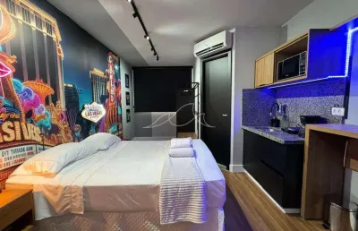 Apartamento para venda ou locação no royal suíte na zona 07 em maringá/pr com 18,40 m² privativos e mobiliado