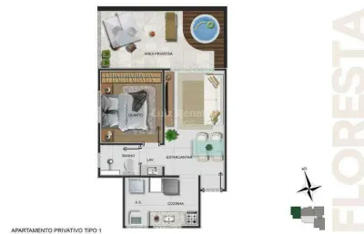 Apartamento com 1 quarto à venda na Rua Itajubá, Floresta, Belo Horizonte