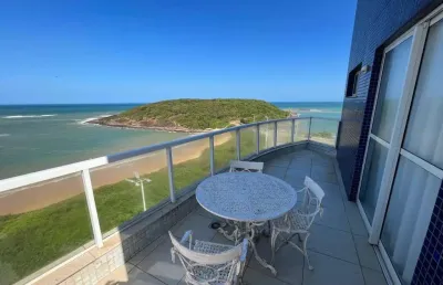 Cobertura 4 suítes com piscina, frente para praia, praia de peracanga - enseada azul - guarapari/es