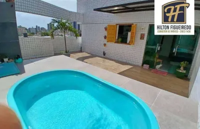 Cobertura com 2 dormitórios e area com pircina privativa à venda, 60 m² por r$ 720.000 - aeroclube - joão pessoa/pb