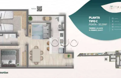 Apartamento com 2 dormitórios à venda, 50 m² por r$ 221.000,00 - potiguar - piracicaba/sp