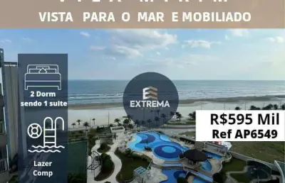 Apartamento vista mar - mobiliado lazer completo com 2 dormitórios sendo 1 suite  à venda, por r$ 595.000,00 - mirim - praia grande/sp