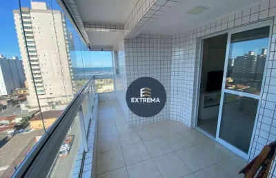Apartamento vista mar com 2 dormitórios sendo 1 suite , à venda, por r$ 450.000 - mirim - praia grande/sp