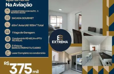 Apartamento com 1 dormitório à venda, 60 m² por r$ 375.000,00 - aviação - praia grande/sp