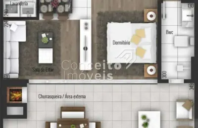 Flat com 1 quarto à venda na Rua Coronel Bittencourt, 359, Centro, Ponta Grossa