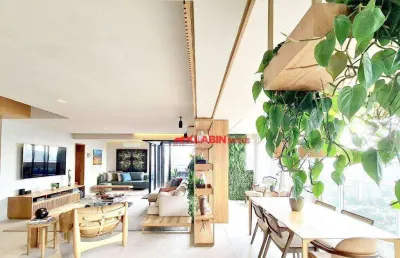 ** magnífica cobertura duplex mobiliada com varanda gourmet e piscina - 3 suítes - 3 vagas de garagem + depósito - 230m² de área privativa **